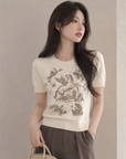 Heavy Embroidered Pegasus Knit Top