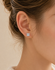 925 Silver Four-Leaf Clover Rhinestone Stud Earrings