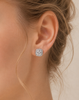 Cushion Cut Halo Stud Earrings