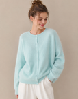 Fluffy Knit Cardigan in Soft Lake Blue