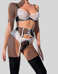 European and American Sexy WIREFREE Lace Lingerie Set (with Stockings)
