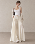 Pleated Waterfall Lyocell Palazzo Pants