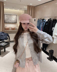 Custom Star-Shaped Rhinestone Button Knit Cardigan