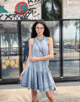 Pleated Denim Vest Dress