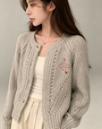 Orb Embroidered Heavy Knit Cardigan