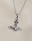 Crystal Saturn Pendant Necklace