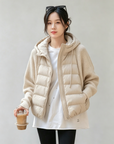 Heavyweight Recommendation 90% White Duck Down Knit Hooded Puffer Jacket