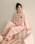 Plus-size cotton Peter collar pajama / lounewear set