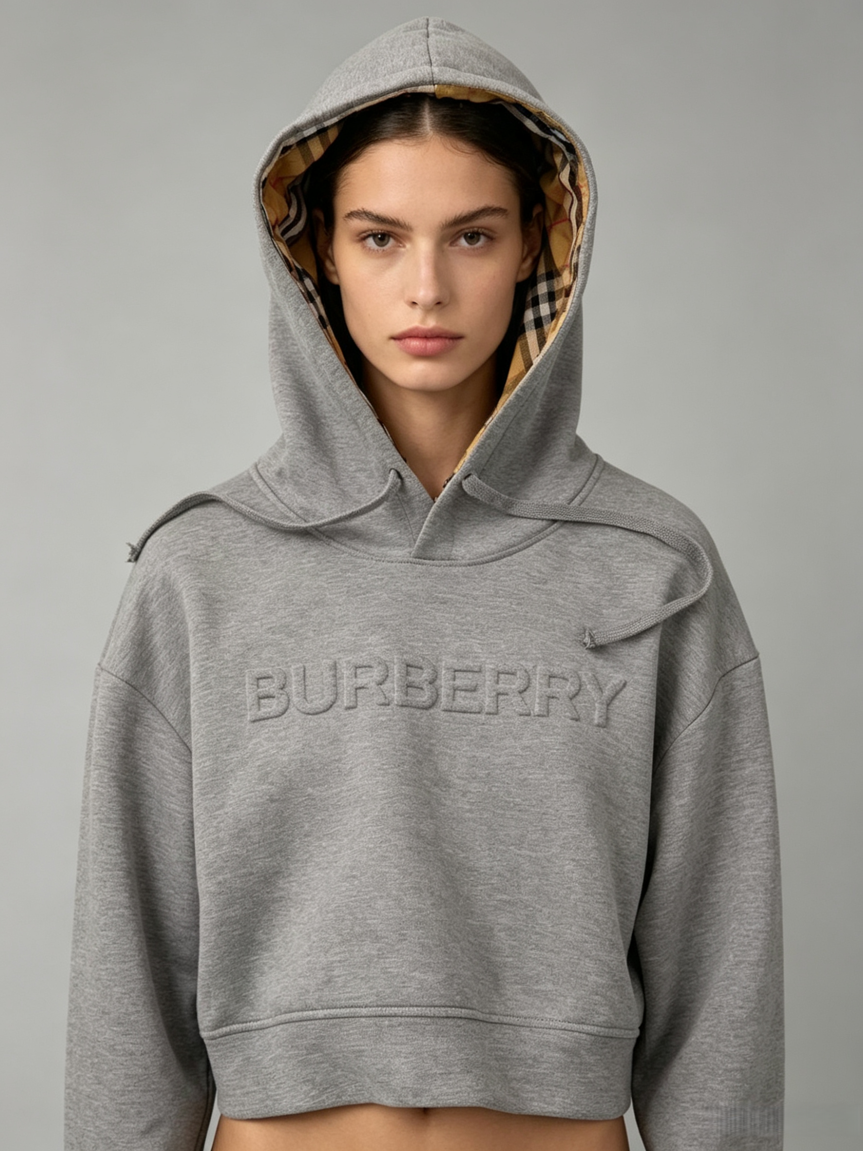 Embossed Print Hooded Sweatshirt
