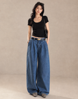 Vintage Double-Pleat Wide-Leg Jeans