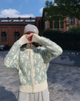 Letter Jacquard Wool Thick Jacket