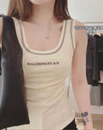 German Velvet Brushed Letter Tank Top