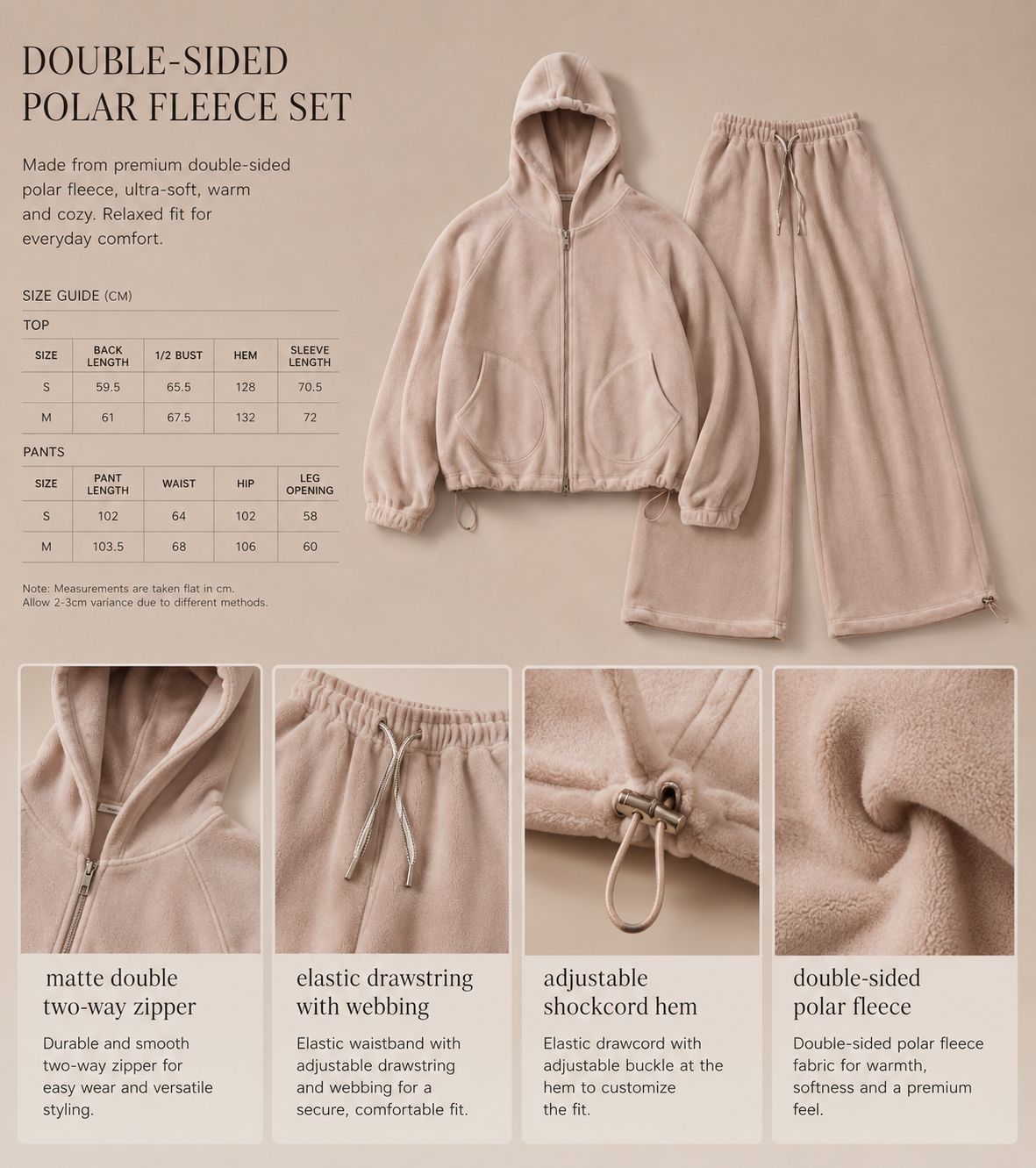 Korean-Style Double-Sided Fleece Lounge Set