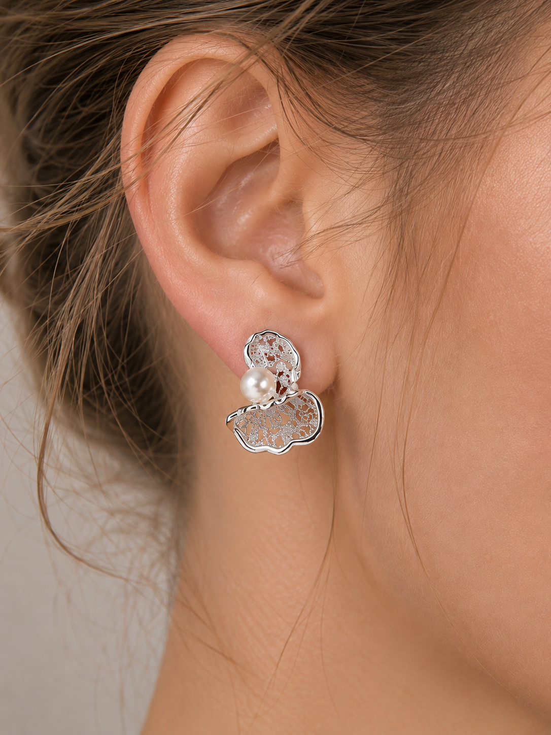 Irregular Hollow-Out Stud Earrings with 925 Silver Posts