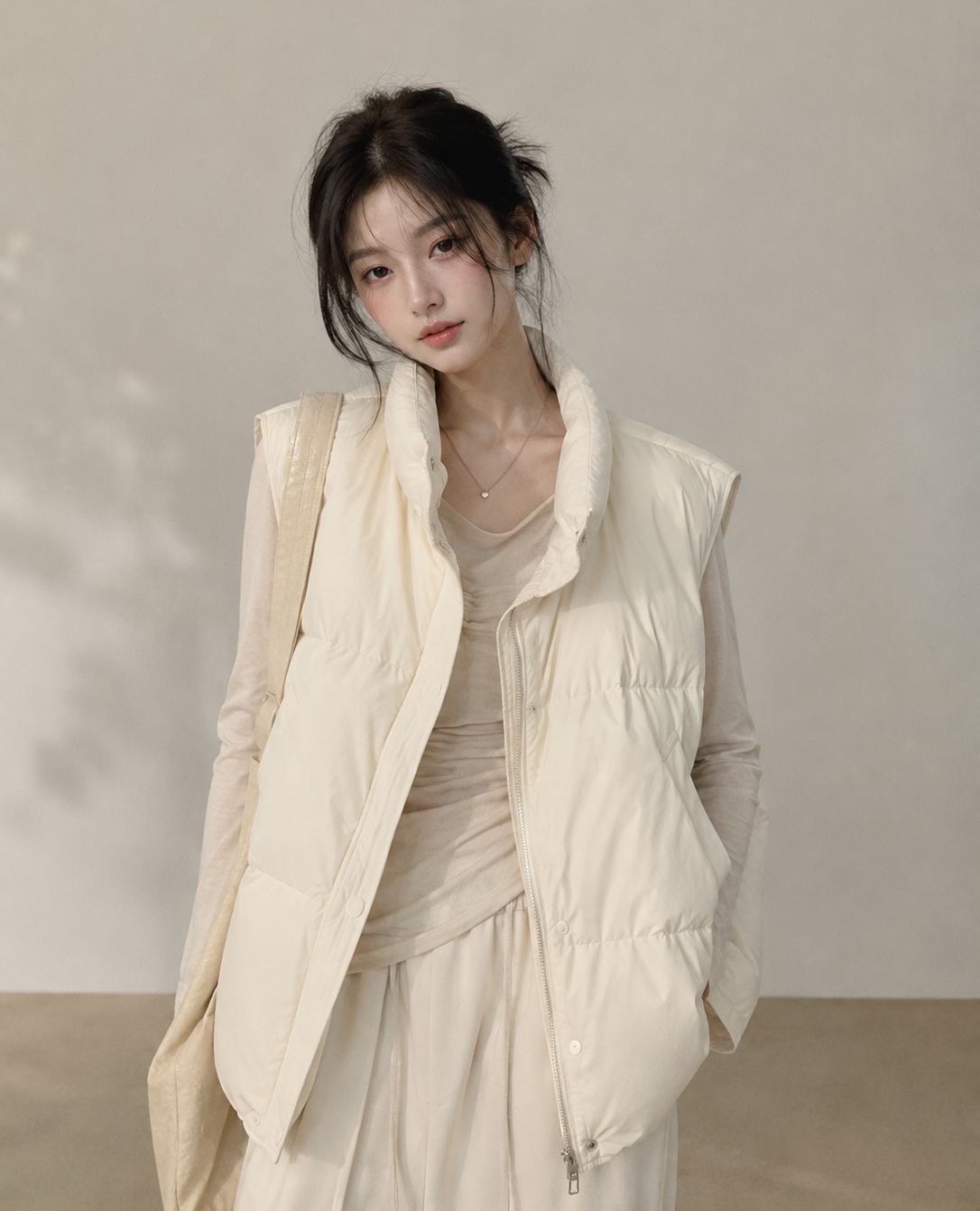 Korean Style 90% White Duck Down Vest