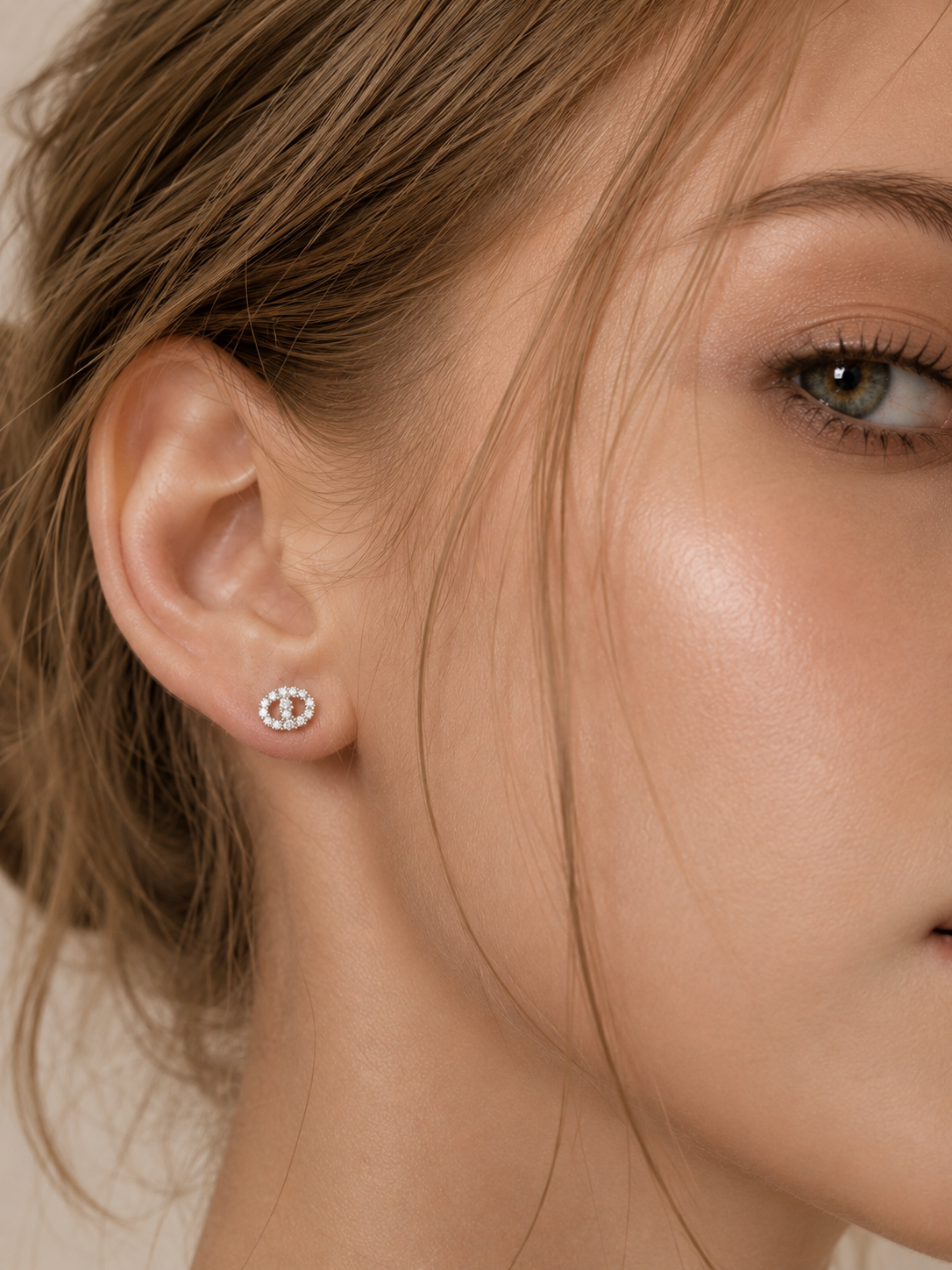 Full pavé stud earrings with a chic, luxe look