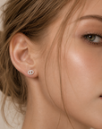 Full pavé stud earrings with a chic, luxe look