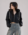 Short Plush Mink-Lined Cropped Hoodie Jacket