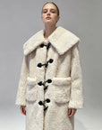 Wool-Blend Eco Faux Fur Mid-Length Coat