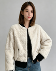 Diamond Quilted Faux Mink Eco-Friendly Fur Coat