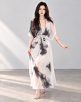 Ink Wash Print Maxi Skirt