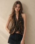 Leopard Print Chiffon Halter Top