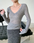 V-Neck Elegant Versatile Knit Top