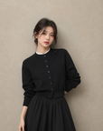 Mock Neck Layered Knit Cardigan