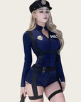 Elegant Officer-style Fitted Police Costume (with Stockings)