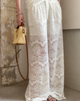 Hollow Lace Wide-Leg Pants