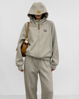 Fleece-Lined Thickened Hooded W Logo Zip Set
