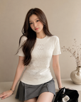 Textured Knit Short Sleeve Top
