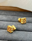 Geometric Hollow Gold 3D Stud Earrings