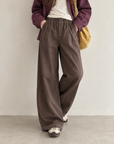 Korean Contrast Stitch Barrel Pants