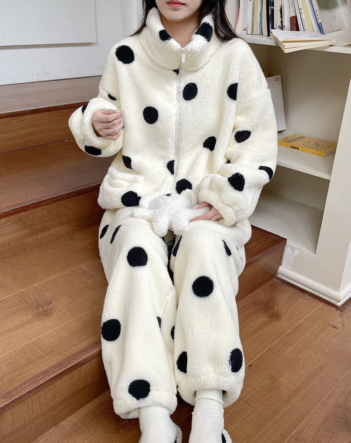 New Winter Thick Fleece-Lined Flannel Loungewear Set