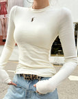 Slim Fit Long Sleeve Tee with Pony Embroidery