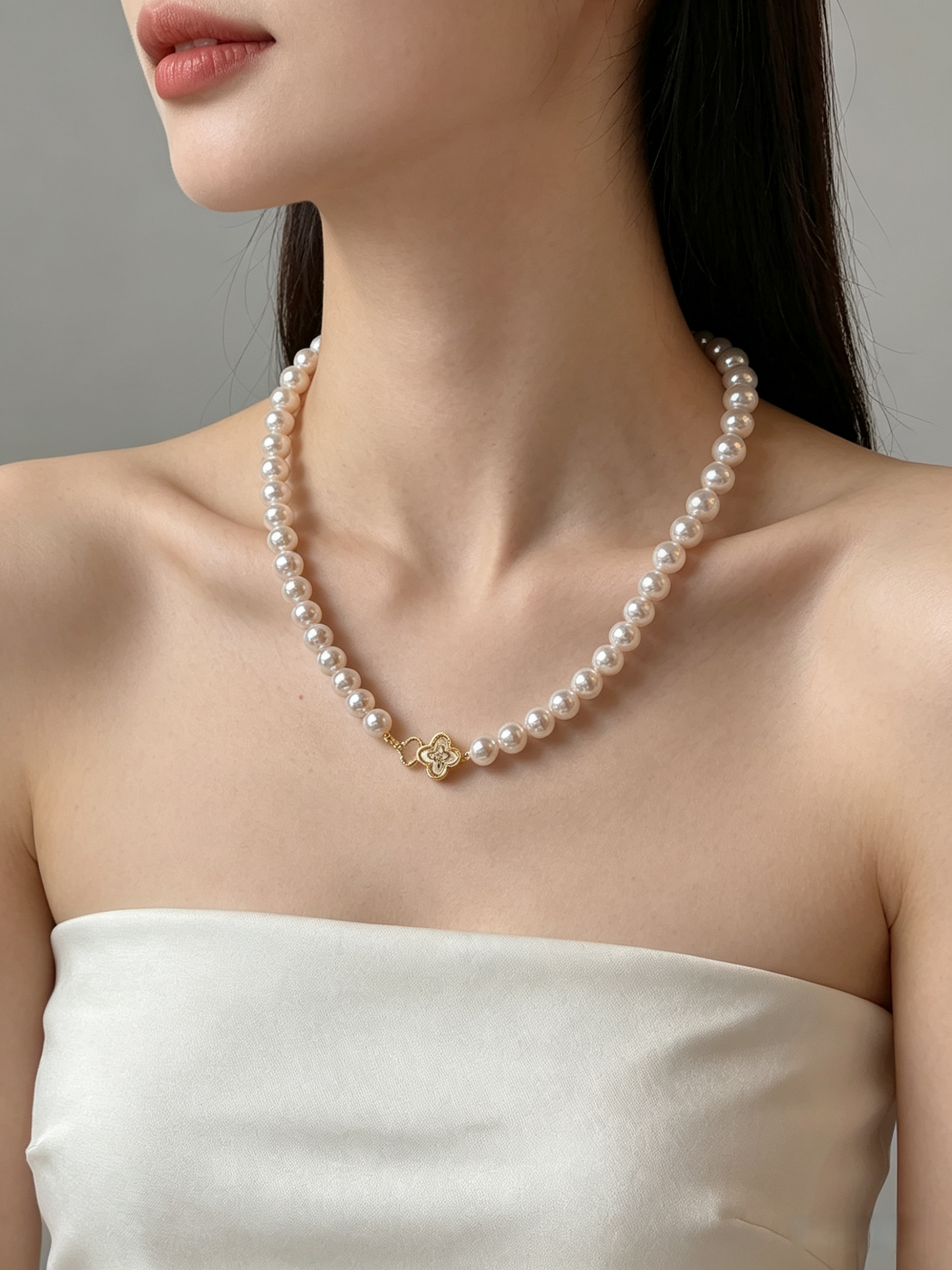 Korean-Inspired Floral Pearl Necklace