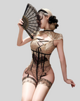 Lace-Trim Sheer Bodysuit