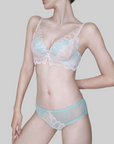 Luxurious Eyelash Lace, Wire-Free Push-Up Bra SET