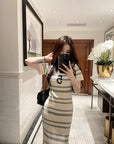 Elegant Textured Slim Fit Ribbed Dress