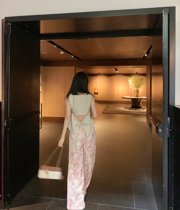 Vintage-Inspired Tie-Back Vest &amp;amp; Pants Set