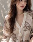 Relaxed Paisley V-Neck Top