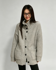 Korean-style wool knit cardigan with a relaxed, stylish design