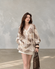 Relaxed Paisley V-Neck Top