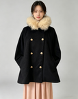 Mocha Fur-Collar Cape Coat