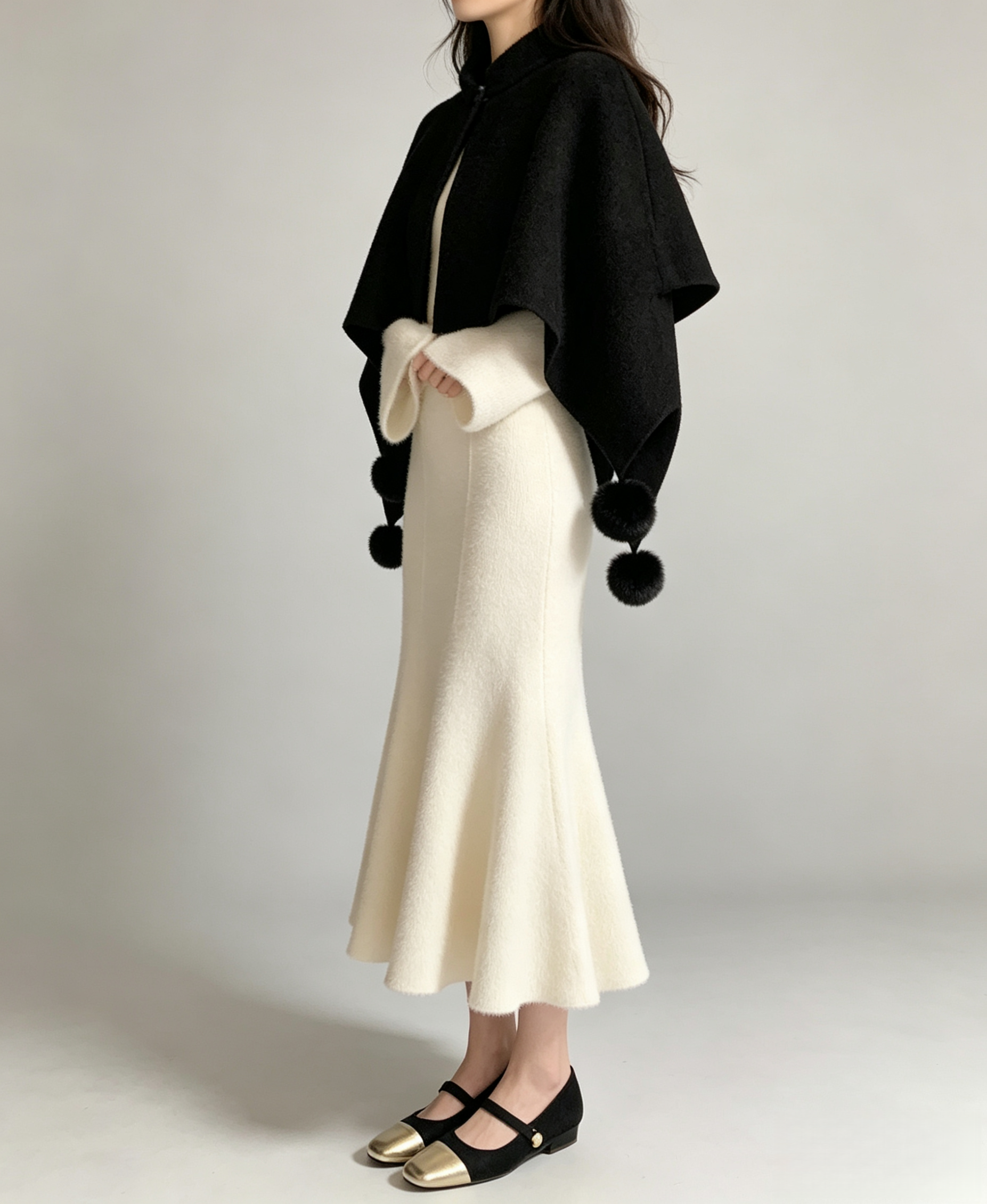 Thick Knit High-Waisted Fishtail Skirt