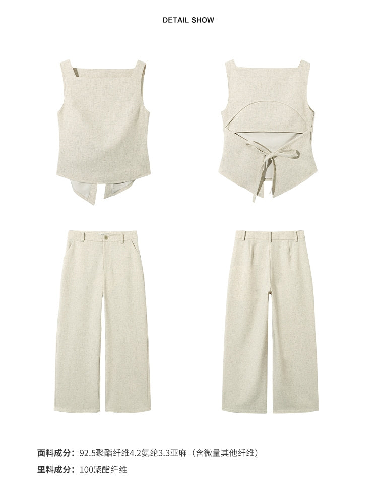 Vintage-Inspired Tie-Back Vest &amp;amp; Pants Set