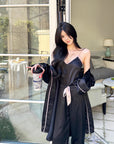 Korean Style Loose-Fit Strappy Jumpsuit with Outer Shawl Three-Piece Set