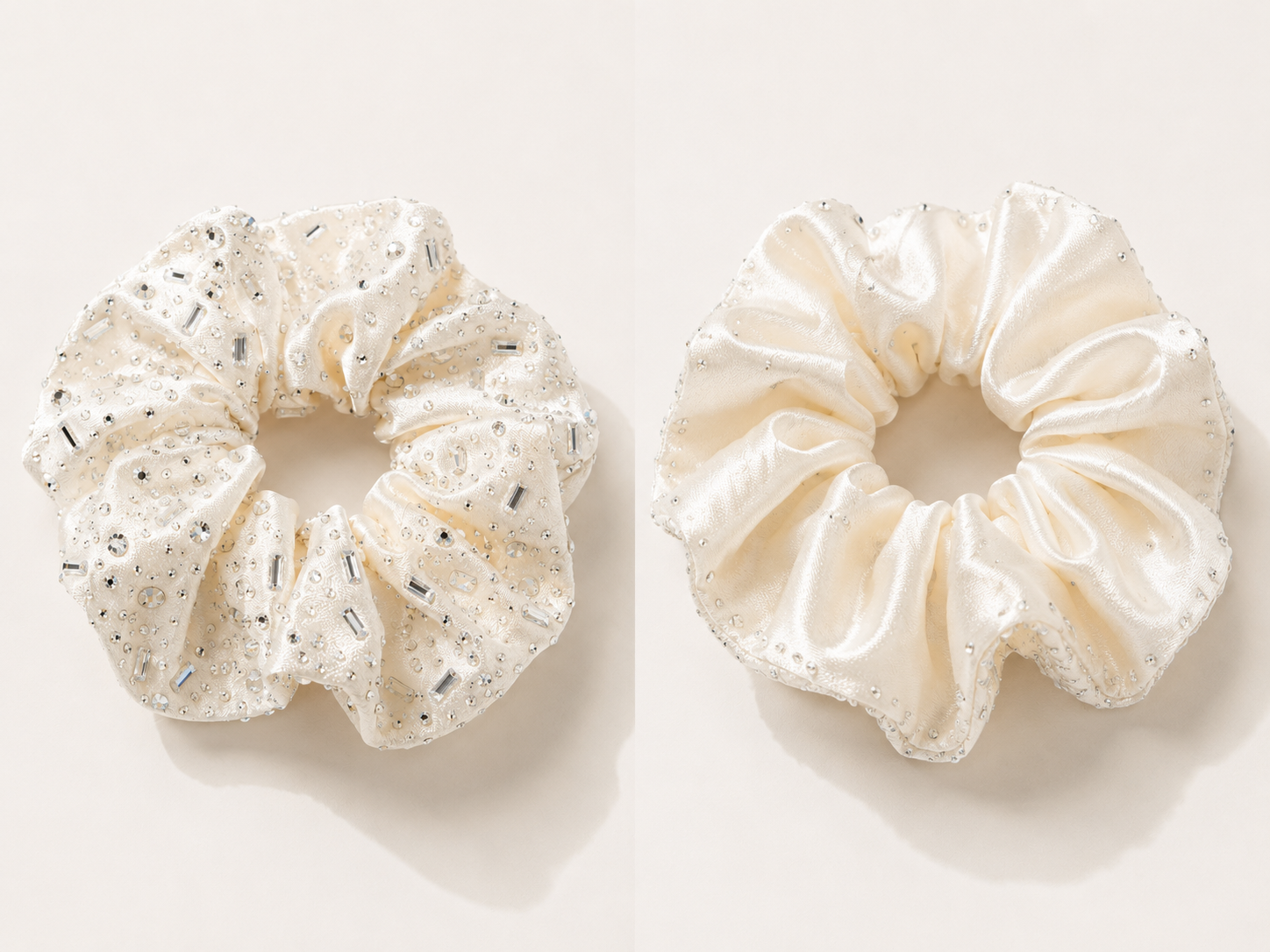 Luxury Korean-Inspired Silk Satin Rhinestone Scrunchie