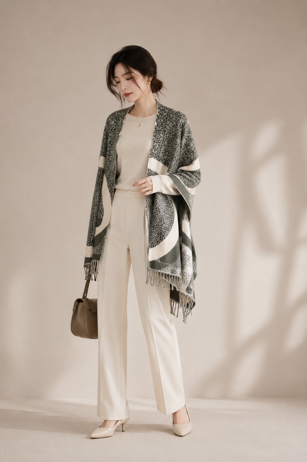 Oversized Double-Sided Cashmere Fringe Wrap